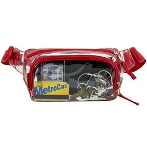 🌸 New Eastsport Transparent Durable Unisex Fanny Pack, Clear Red Belt Bag